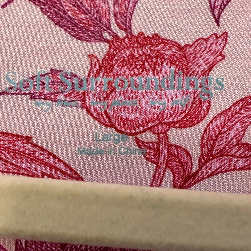 Soft surroundings large bamboo viscose spandex floral long sleeve Henley pastel - Picture 3 of 7
